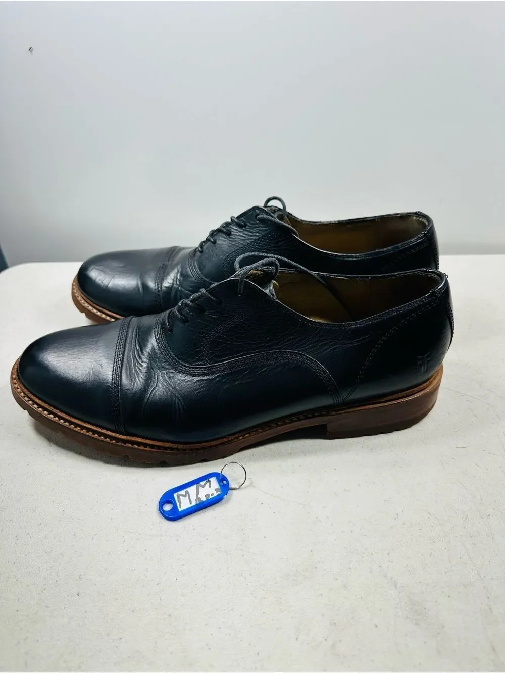 Frye James Bal Lug Oxford 87943 Mens Black Leather Lace Up Cap Toe Shoes 11D